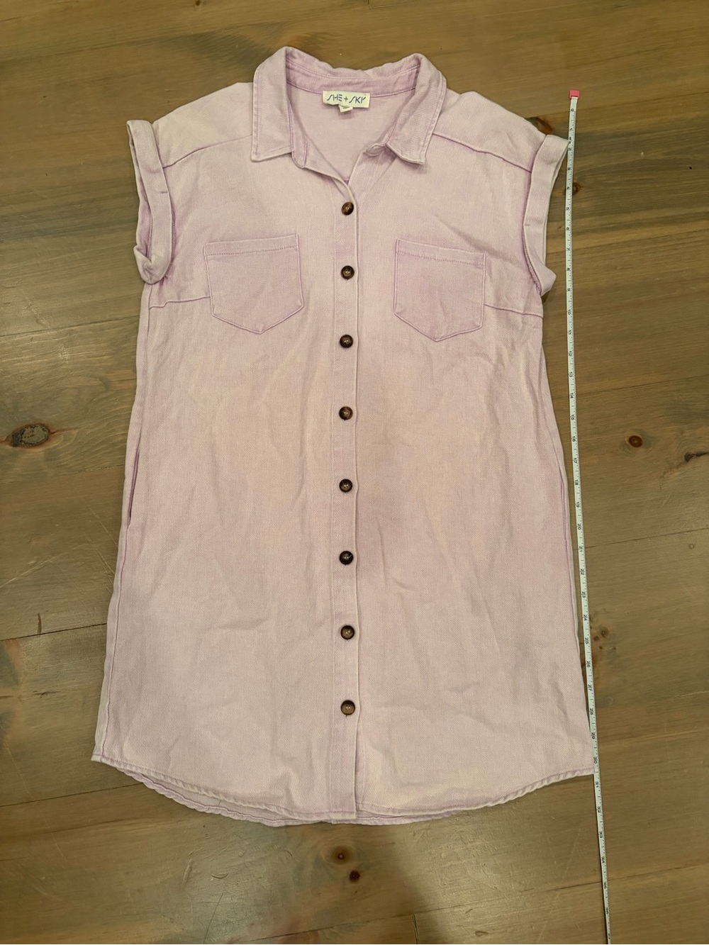 She + Sky Lavender Sleeveless Button-Front Dress